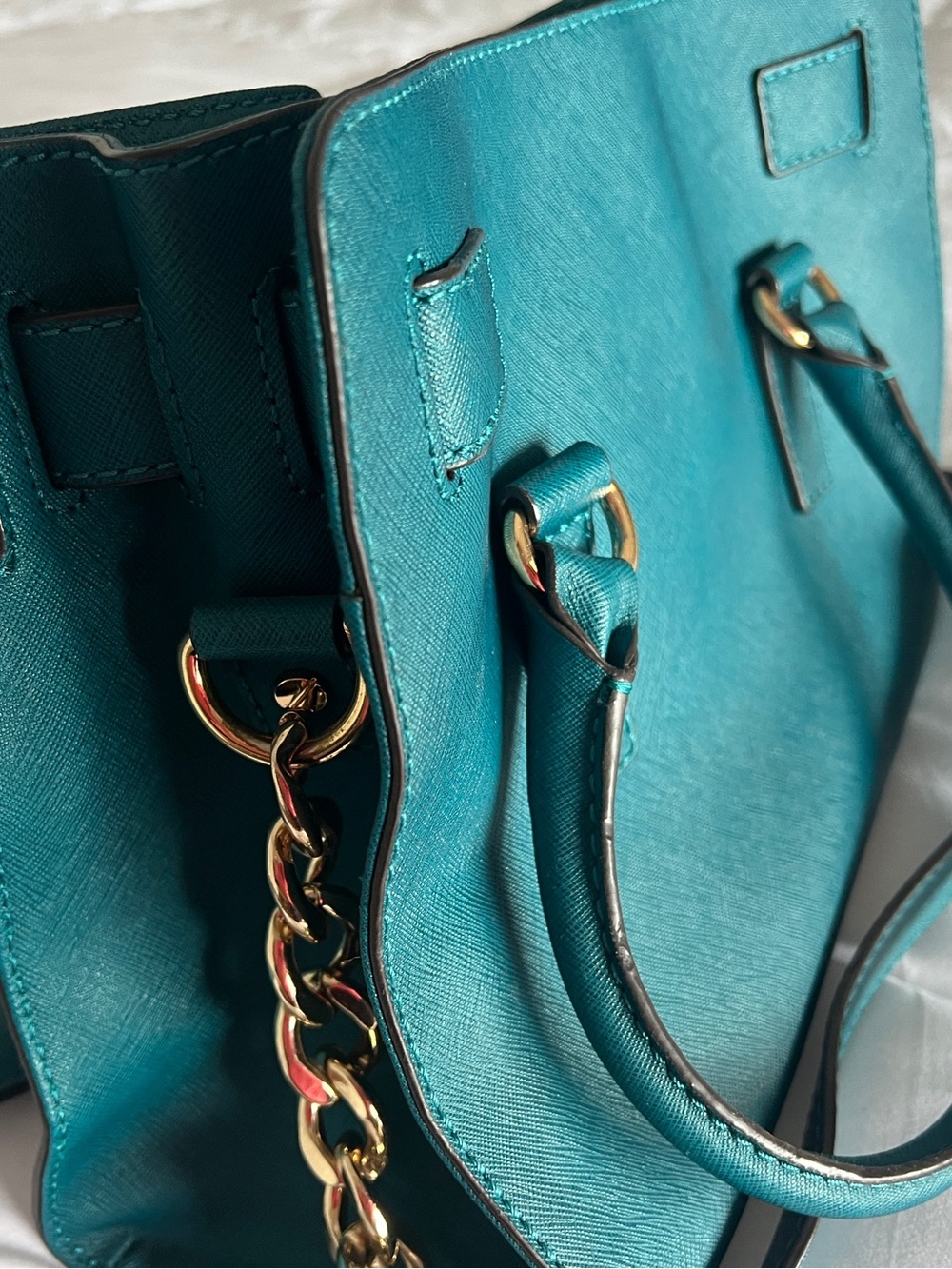 Michael Kors Teal handbag with Gold Hardware - Picture 3 of 7